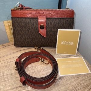 Michael Kors Double Zip Phone Crossbody - TERRACOTTA